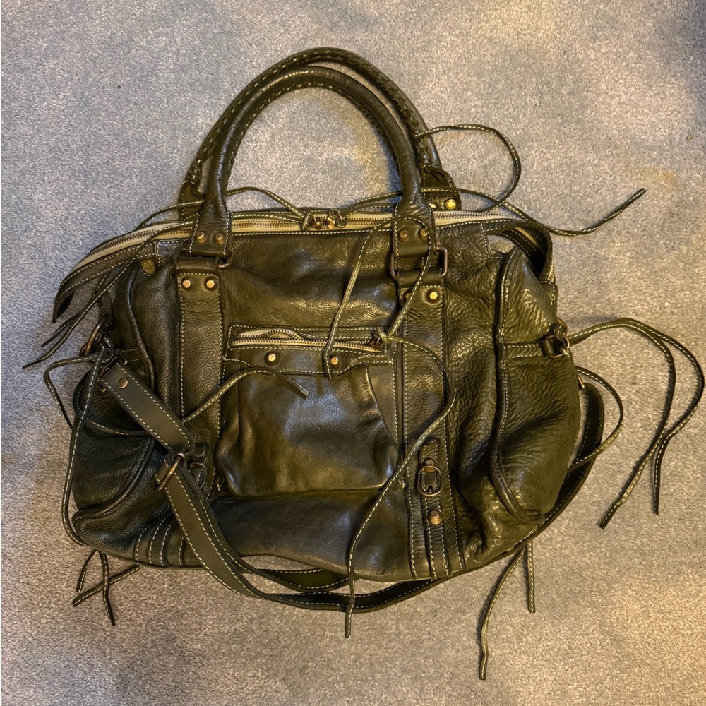 Italian Stylish Green Leather Handbag